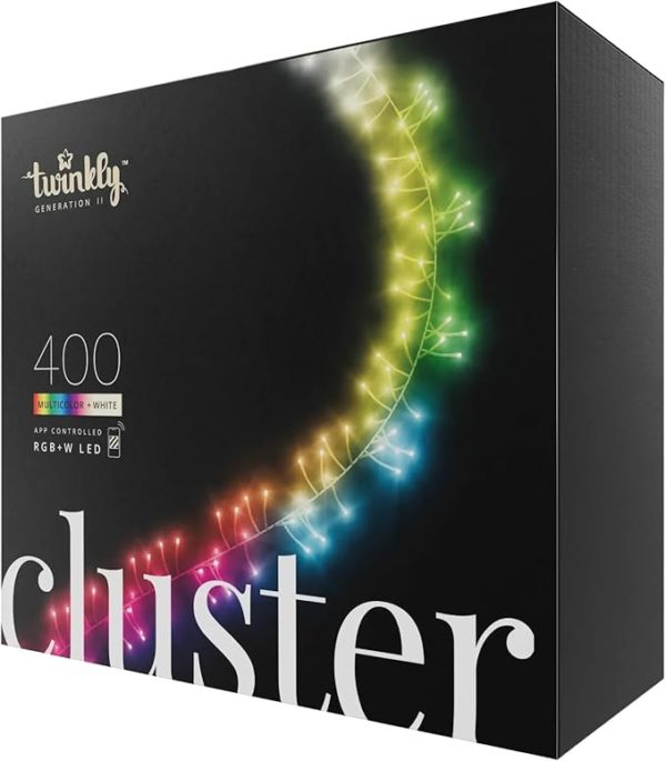 Twinkly Cluster - 400 RGB+W LED Lights String, Black wire, Plug Type