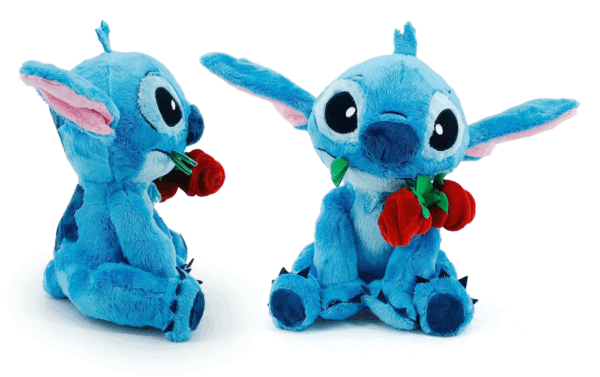 STITCH - Peluche Stitch avec Rose - 25cm