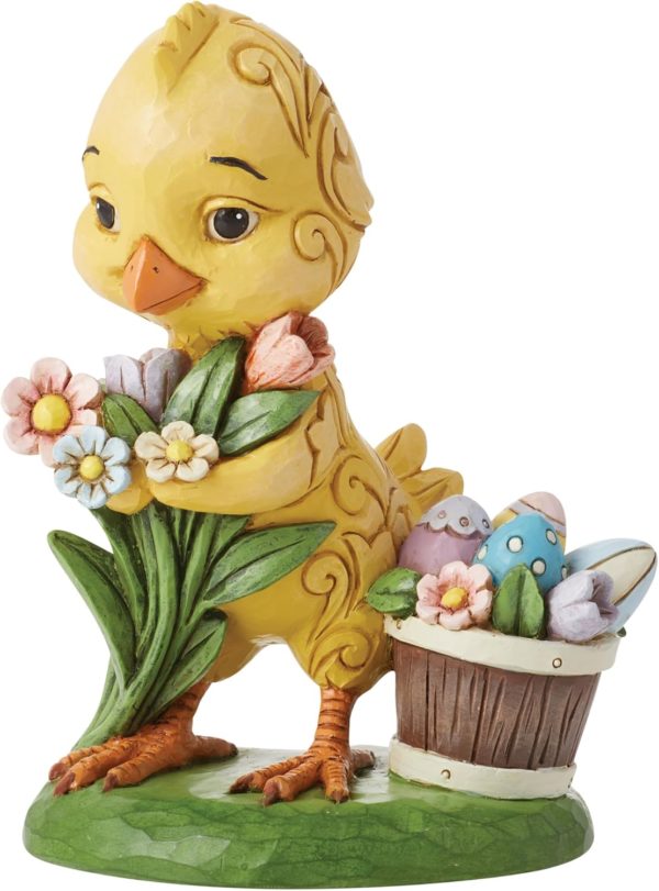 Heartwood Creek Figurine poussin de Pâques avec fleurs Multicolore 13 cm