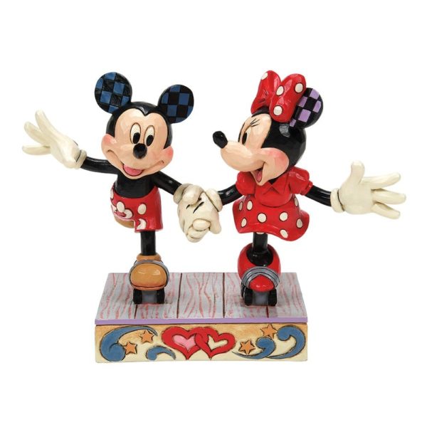 Figurine de Mickey et Minnie Mouse en patinage à roulettes